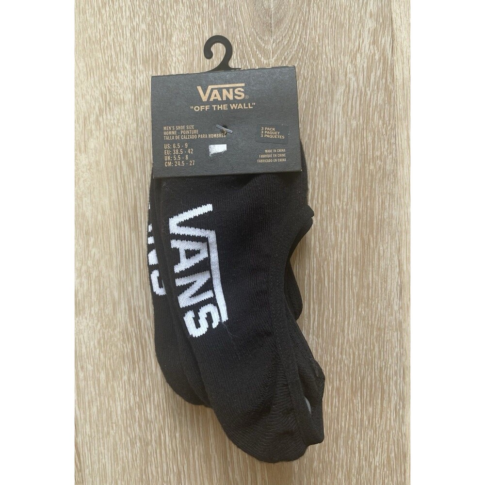 3-pack of black Vans Classic Super No Show Socks. Men’s 6.5-9